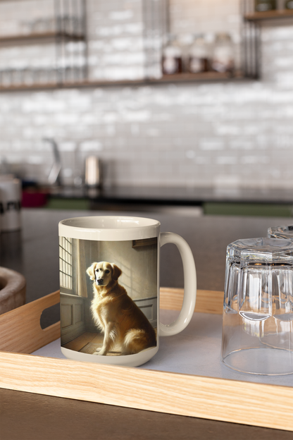 Golden Retriever Portrait Mug – Classic Dog Art Ceramic Coffee Cup (11oz, 15oz, 20oz)
