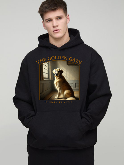 The Golden Gaze Hoodie – Stillness is a Virtue Dog Lover Sweatshirt