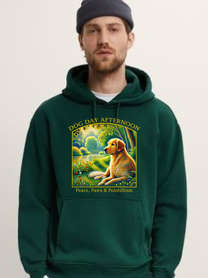 Dog Day Afternoon Hoodie – Golden Retriever Pointillism Dog Art Sweatshirt