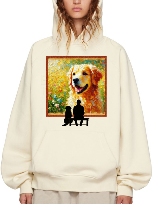 Golden Retriever Art Hoodie – Dog Lover Gift with Vintage Painting Design