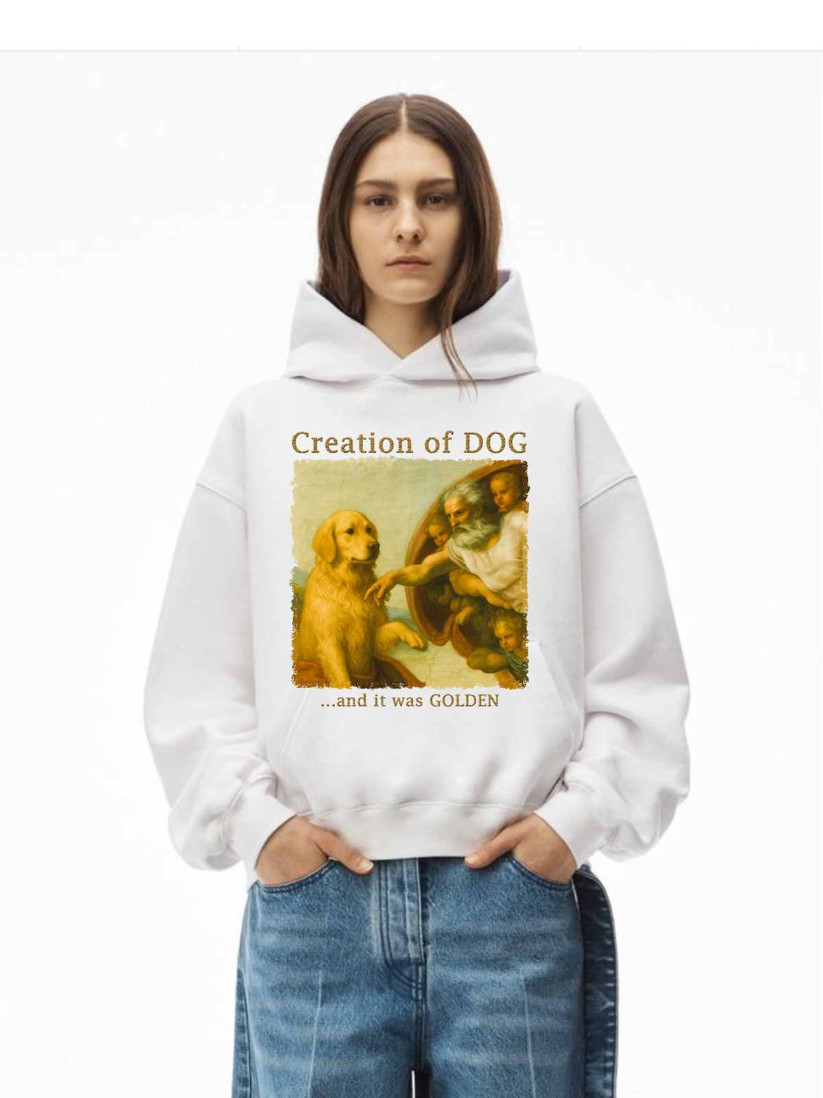 Creation of Dog Golden Retriever Hoodie – Funny Dog Lover Renaissance Art Sweatshirt