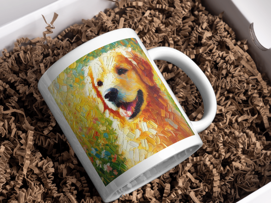 Golden Retriever Impressionist Mug – Colorful Dog Art Ceramic Coffee Cup (11oz, 15oz, 20oz)