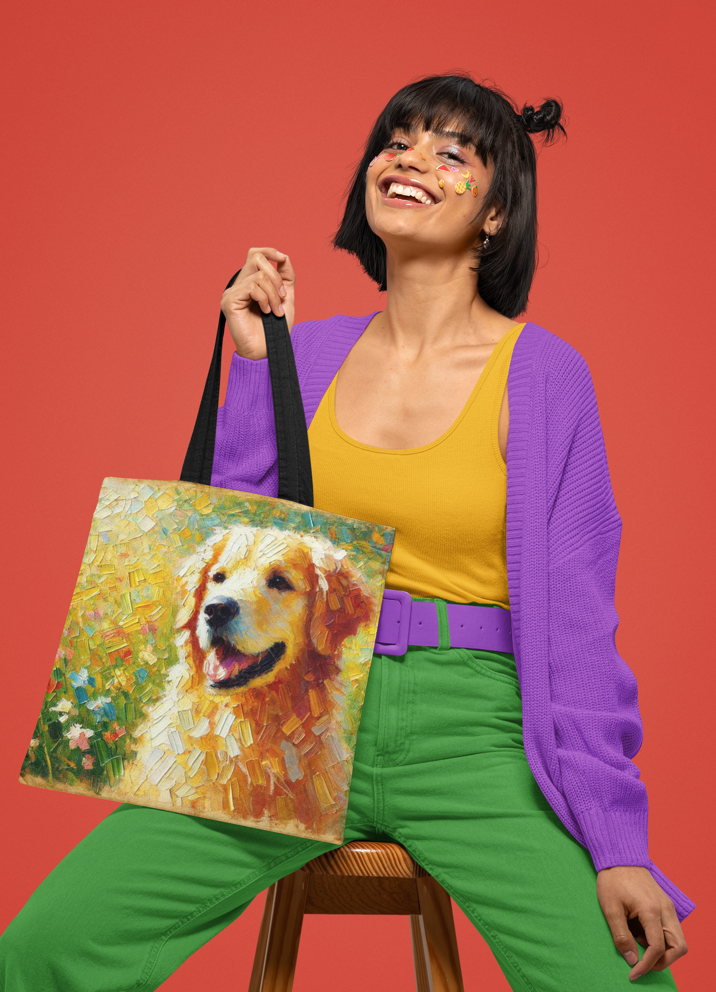 Golden Retriever Impressionist Tote Bag – Colorful Dog Art, Durable Polyester Carryall