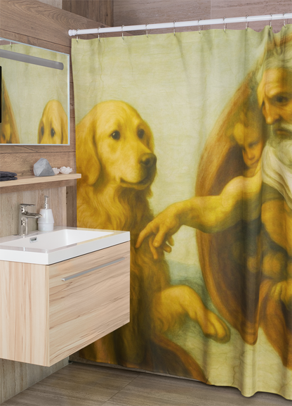 Creation of Dog Shower Curtain – Golden Retriever Renaissance Bathroom Decor