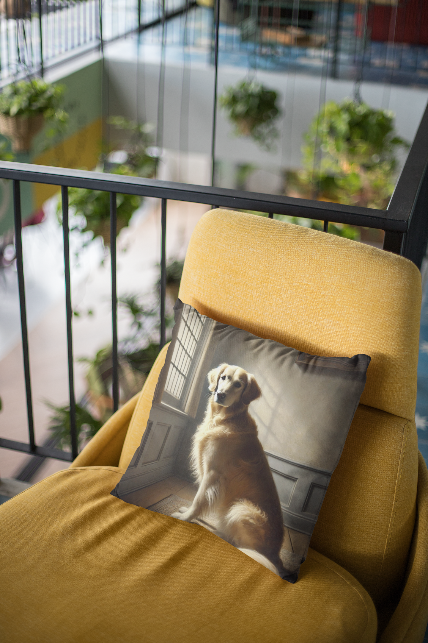 Golden Retriever Classic Portrait Pillow – Elegant Dog Art Decorative Cushion with Insert