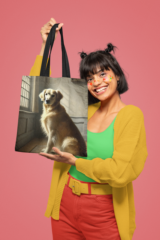 Golden Retriever Portrait Tote Bag – Classic Dog Art, Durable Polyester Carryall